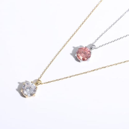 Cubic Zirconia Necklace Stainless Steel Color Change Synthetic Alexandrite/Solitaire Necklace Pendant Women - color: Round-Alexandrite-S