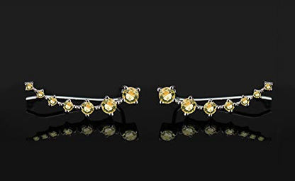 CZ Stud Earrings 925 Sterling Silver 18K Gold Plated Round Cubic Zirconia Hypoallergenic Set - color: Yellow
