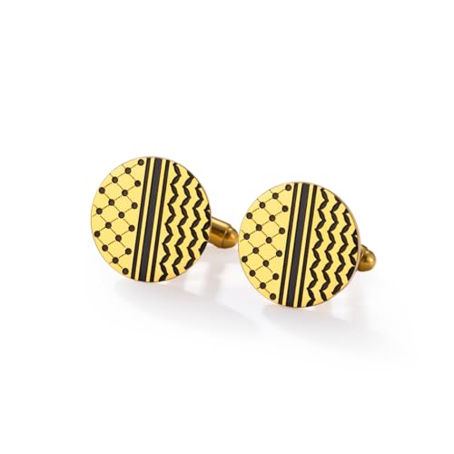 Cufflinks for Men Delicate Stainless Steel Wedding Business Cufflinks Gifts for Groom Husband French Shirt Accessories - style: Polka Dots Style-Gold
