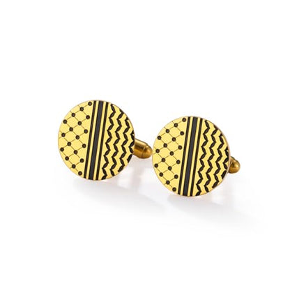 Cufflinks for Men Delicate Stainless Steel Wedding Business Cufflinks Gifts for Groom Husband French Shirt Accessories - style: Polka Dots Style-Gold