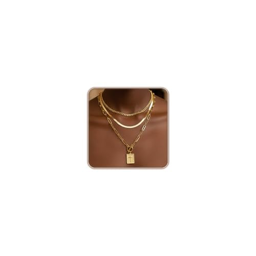 Gold Layered Necklaces for Women, 14K Gold Plated Paperclip Snake Chain Necklace Set, Dainty Coin Cross Tear Pendant Layering Choker Necklaces, Simple Trendy Stackable Jewelry Gifts - color: 3PCS / Cross relief & Chain& Chain
