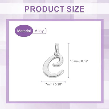 uxcell A-Z Alphabet Charm, Metal Alphabet Letter Charm Initial Charm Pendant Bead for Necklaces Bracelets Jewelry Making Craft - color: Silver C