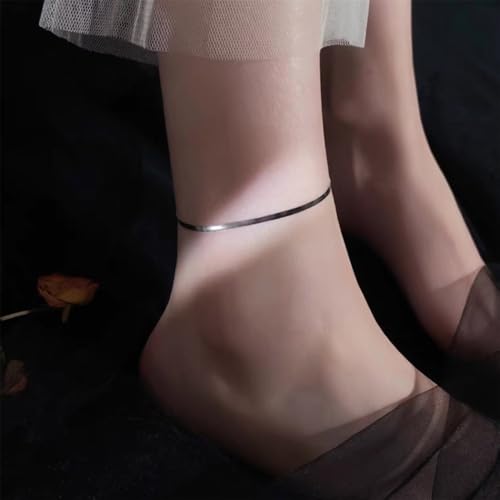 Minimalist Snake Chain Anklet for Women Dainty Flat Herringbone Ankle Bracelet Minimal Foot Jewelry for Everyday Wear