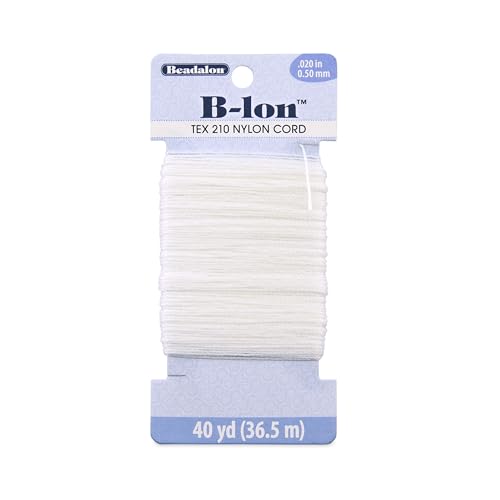Beadalon B-LON Cord, TEX 210, 0.50 mm, White, 40 yd - size: 40 yd, style: White