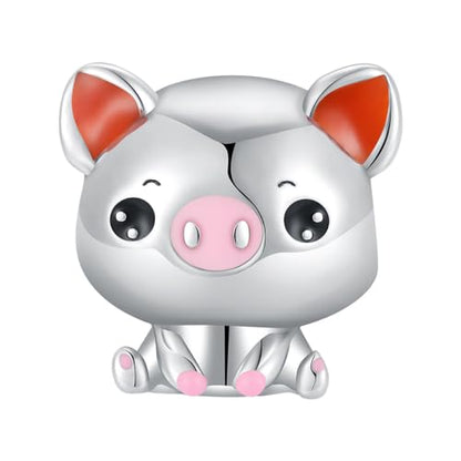 Charm for Bracelets and Necklaces, Heart Animals 925 Sterling Silver Bead Celestial Sun Moon Star Charms Jewelry Gift for Women Girls - color: Cute Pig Charm