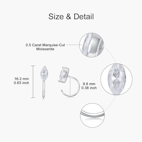925 Sterling Silver Moissanite Huggie Half Hoop Earrings for Women - style: style 5