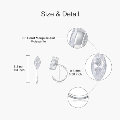 925 Sterling Silver Moissanite Huggie Half Hoop Earrings for Women - style: style 5