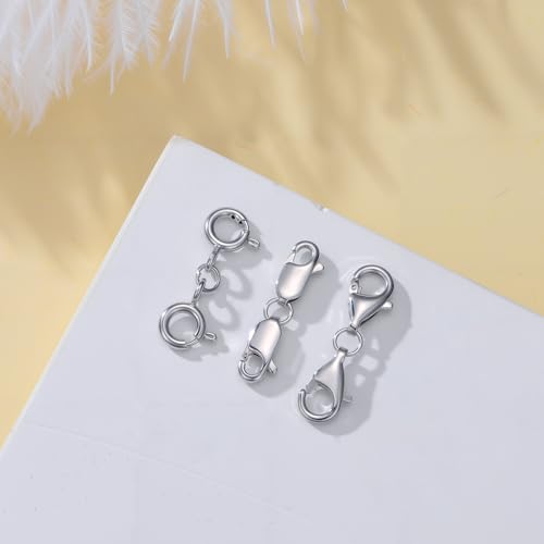 925 Sterling Silver Lobster Clasp for DIY Necklace Bracelet Jewelry Making, Double Spring Clasp with Closed Jump Rings, Necklace Extender Clasp Connector Bracelet Extension (Style 11) - style: Style 11