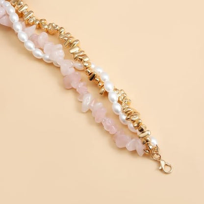 Layered Gold Necklace for Women Boho Turquoise Beaded Chain Set with Long Coin Pendant Trendy Y Necklace for Everyday Jewelry Gifts boho fashion fall fashion jewelry womens fashion - color: B-Heart shaped multi-layered necklace