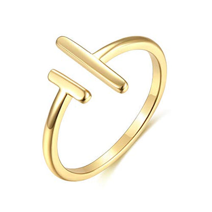 Valloey Rover Gold Rings for Women Non Tarnish Thumb Ring | 14k Gold Plated Adjustable Open Cross Wedding Rings Waterproof Fashion Statement Jewelry for Women Trendy Gift - color: 2BAR