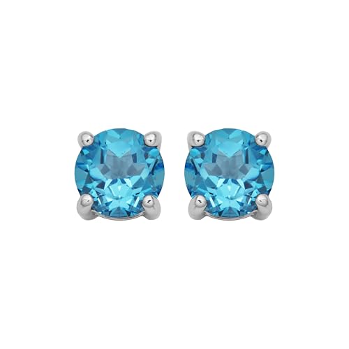 Amazon Essentials Sterling Silver Round Birthstone Stud Earrings - color: Swiss Blue Topaz,December