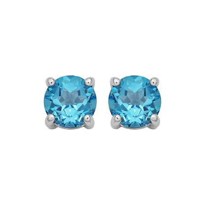 Amazon Essentials Sterling Silver Round Birthstone Stud Earrings - color: Swiss Blue Topaz,December