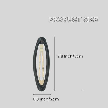 16 Pieces Hair Clips for Thick Hair 2.8 Inch Oval Shape Black XL Hair Clips for Women Metal Snap Non-Slip Hair Grips Hair Accessories - color: Black