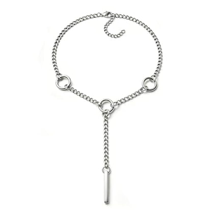 MIFYNN Punk Choker Collar for Women Men Gothic Stainless Steel O-Ring Drop Curb Chain Necklace Adjustable Emo Grunge Statement Jewelry Accessories for Y2K - color: Silver bar+ring