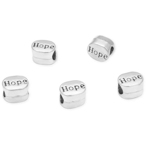 40pcs Hope Bead Large Hole Beads (4.5mm Hole) Antique Silver - size: Hope Bead