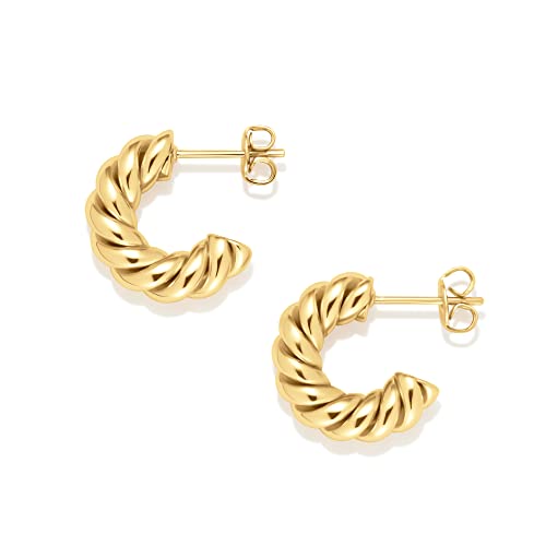 Amazon Essentials Sterling Silver Twisted Rope Hoop - color: Yellow Gold, size: 15 mm