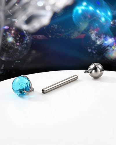 G23 Solid Titanium Tongue Rings, 14G Titanium Tongue Piercing Jewelry, 16MM Internally Thread Tongue Barbell - color: Blue