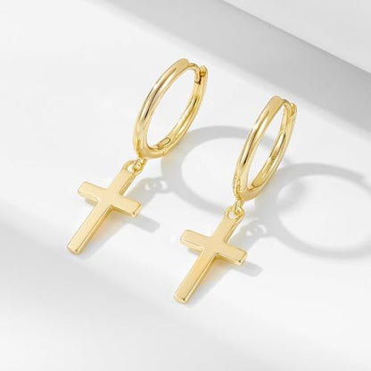 Ear Cuffs Non Piercing Hypoallergenic Gold Plated Ear Cuff Earrings for Women Trendy Clip On Cartilage Earring Set Dainty Adjustable Fake Piercings Earrings Fashion Accessories - color: G:gold cross star earrings set