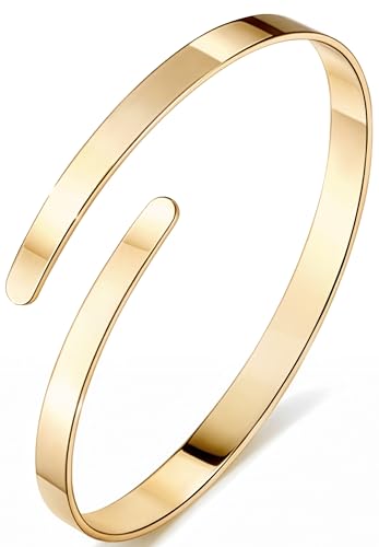 14K Gold Plated Arm Cuff for Women, Waterproof Adjustable Open Upper Arm Bracelet (Armlet), Non Tarnish Hypoallergenic Minimalist Trendy Arm Jewelry for Summer Beach Outfit Gift for Women - style: Style01