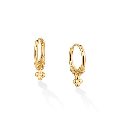 LOYATA Gold Huggie Hoop Earrings 14K Gold Plated Dainty Small Simple Hypoallergenic Jewelry Gift for Women - style: Clover