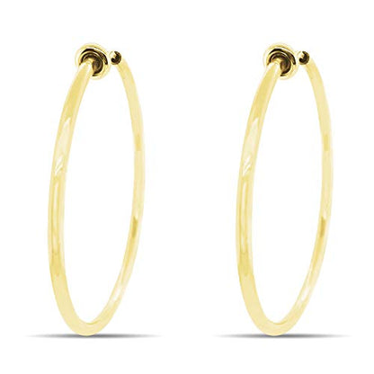 Clip On Spring Hoop Earrings for Non-Pierced Ears - color: Gold-Tone, size: 40mm