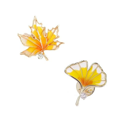 Flower Brooch for Women Rhinestone Pearl Zirconia Flower Lapel Pin Birthday Holiday Gift for Mother Wife Girlfriend - color: 15 Maple Leaf and Ginkgo