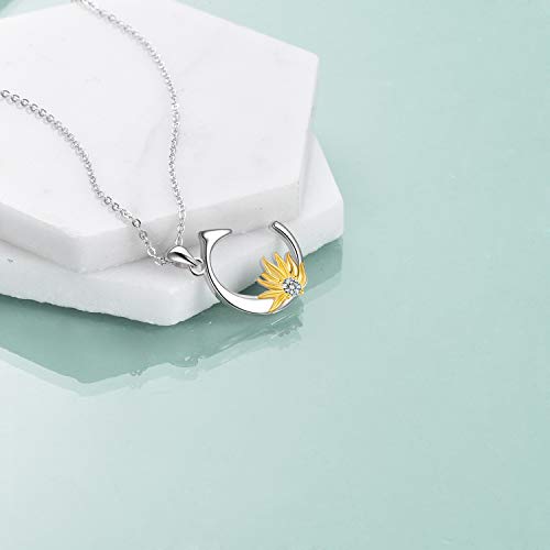 POPLYKE Initial Sunflower Necklace for Women 925 Sterling Sliver Sunflower Pendant Necklace Letter Initial Pendant Chain - style: Sunflower C