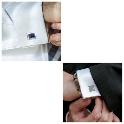 wynameleri Cufflinks Set 6 Pairs for Men, Business Formal Shirts Buttons Cuff Link Packed in Case - color: B0206009