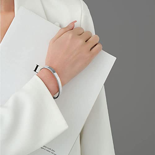 MYNENEY Womens Bracelets Stainless Steel Pave Cubic Zironia Stackable - color: 6mm-Silver, size: 7 Inch