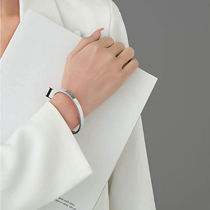 MYNENEY Womens Bracelets Stainless Steel Pave Cubic Zironia Stackable - color: 6mm-Silver, size: 7 Inch