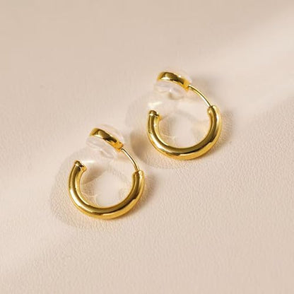 2 Pairs Clip On Hoop Earrings for Women 14K Gold Plated Non Pierced Small Clip On Huggie Hoops Adjustable No Piercing Fake Earrings