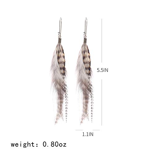 lureme Bohemian Multicolor Pheasant Feathers Dangle Earrings Handmade Natural Feather Earrings (er006314) - style: Style L