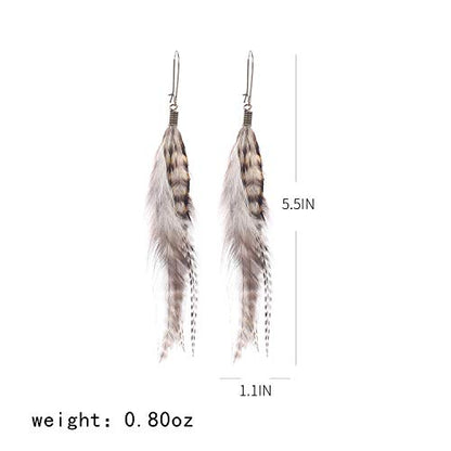 lureme Bohemian Multicolor Pheasant Feathers Dangle Earrings Handmade Natural Feather Earrings (er006314) - style: Style L
