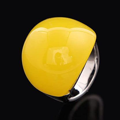 Big Red Semi-Precious Stone Jewelry Ring for Female Girls Rings opal Anillos Accessories Ring - color: Yellow