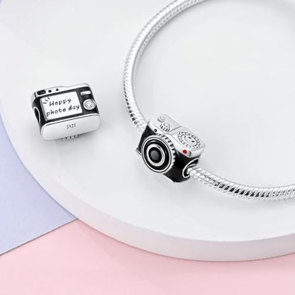 NARMO 925 Sterling Silver Charm Bead for Bracelets Silver Charms for Women - color: Camera