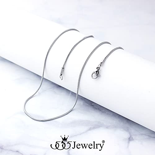 555Jewelry 1.2mm Stainless Steel Snake Chain Necklace for Men & Women, 16-28 Inch - color: Silver