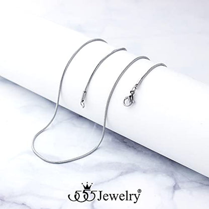 555Jewelry 1.2mm Stainless Steel Snake Chain Necklace for Men & Women, 16-28 Inch - color: Silver