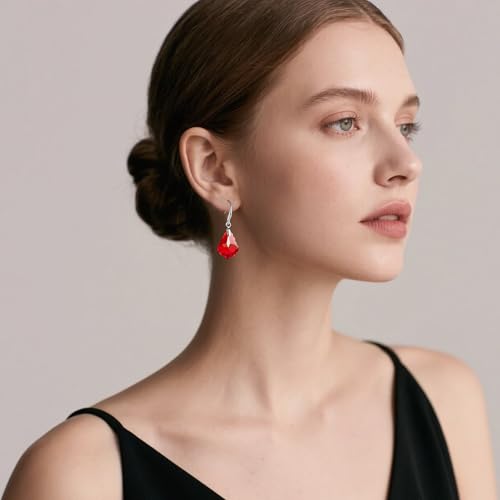 Austrian Crystal Baroque Teardrop Dangle Earrings for Women | 14K Gold-Plated,Hypoallergenic,Brilliant Facets,Fluid Movement,Easy-Wear Fishhook Fit,For Daily Wear And Special Occasions - color: Red