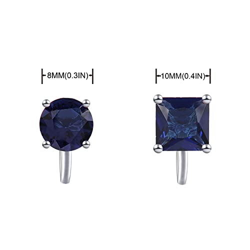 YOQUCOL 2 Pairs 8MM Cubic Zirconia Crystal Clip On Stud Earrings Non Pierced Stud Earrings For Women - color: Blue