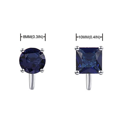 YOQUCOL 2 Pairs 8MM Cubic Zirconia Crystal Clip On Stud Earrings Non Pierced Stud Earrings For Women - color: Blue