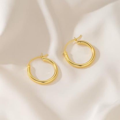 14K Gold Huggie Earrings for Women Small 16mm Gold Hoop Earrings | Lightweight Gold Huggie Hoop Earrings for Women Jewelry, Everyday Wear, Gift for Mom, Wife, Girlfriend, 16mm