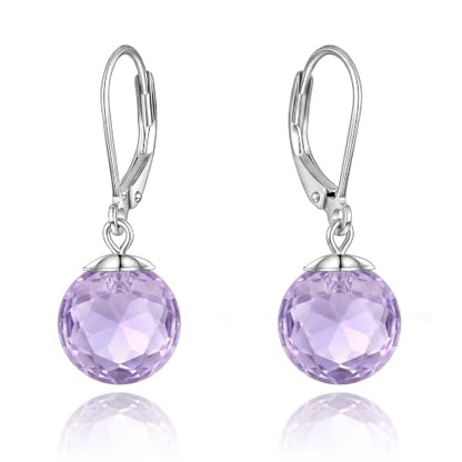 Pearl Leverback Earrings for Women Dangle Round Gemstone Earrings Birthstone Jewelry Gift Anniversary for Her - color: 06 June birthstone