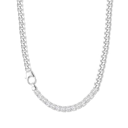 Zeffy 14K Gold/Silver Plated Chunky Thick Chain Toggle Clasp Necklace Dainty Baroque Pearl/Heart/Cross/Turquoise Pendant Necklace - color: Silver CZ Cuban Link