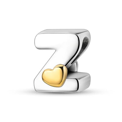 925 Sterling Silver Letter Charms A-Z for Bracelet Necklace Alphabet Bead | Heart letter A B C D G J charm initial gold Pendant beads Jewelry Gift for Women - color: Letter Z