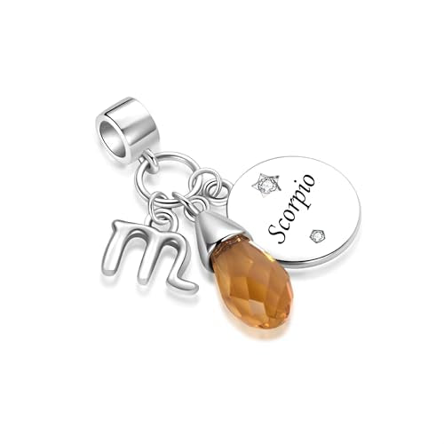 LSxAB Birthday Birthstone Zodiac Sign Charm Compatible with Pandora Charms Bracelets for Women - style: 11 Scorpio