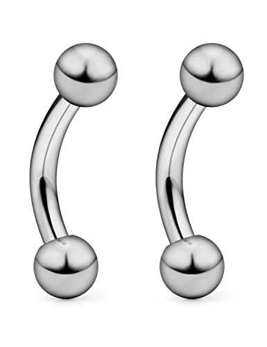 14G 16G Eyebrow Piercing Jewelry G23 Titanium Curved Barbell Eyebrow Ring Vertical Labret Lip Jewelry Rook Daith Earrings Piercing Jewelry for Women Men 6mm 8mm 10mm 12mm 14mm 16mm - color: 16G-6mm