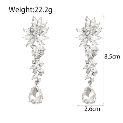 Silver Rhinestone Wedding Earrings for Women,Silver Sparkling Crystal Chandelier Earrings,Formal Cocktail Prom Teardrop Dangle Drop Statement Jewelry - color: Silver