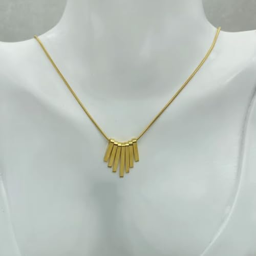 Geometric pendant necklace | modern minimalist bar accessory, art deco boho elegant style chain, unique fashion accessory, trendy metal necklace