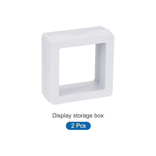 MECCANIXITY Floating Frame Display Holder Stand 3D Jewelry Display Box 1.97 x 1.97 x 0.79 Inch White for Ring Necklace Bracelet Earring Pack of 2 - color: White, size: 1.97 x 1.97 x 0.79 inch