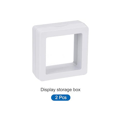 MECCANIXITY Floating Frame Display Holder Stand 3D Jewelry Display Box 1.97 x 1.97 x 0.79 Inch White for Ring Necklace Bracelet Earring Pack of 2 - color: White, size: 1.97 x 1.97 x 0.79 inch
